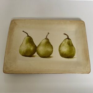 Magenta Pear Ceramic Platter Tray 17” x 12” Decorative Serving Plate
